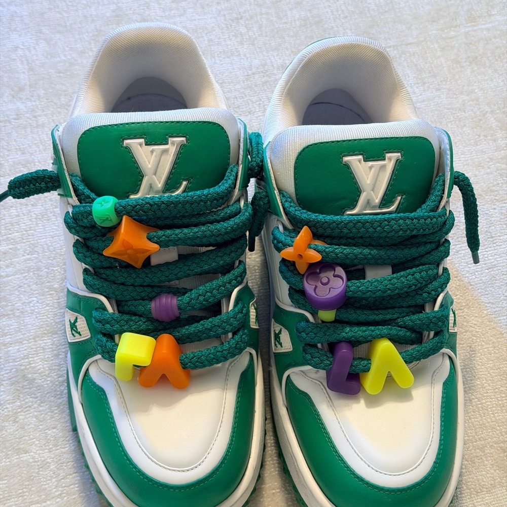 Louis Vuitton Green and White Sneakers